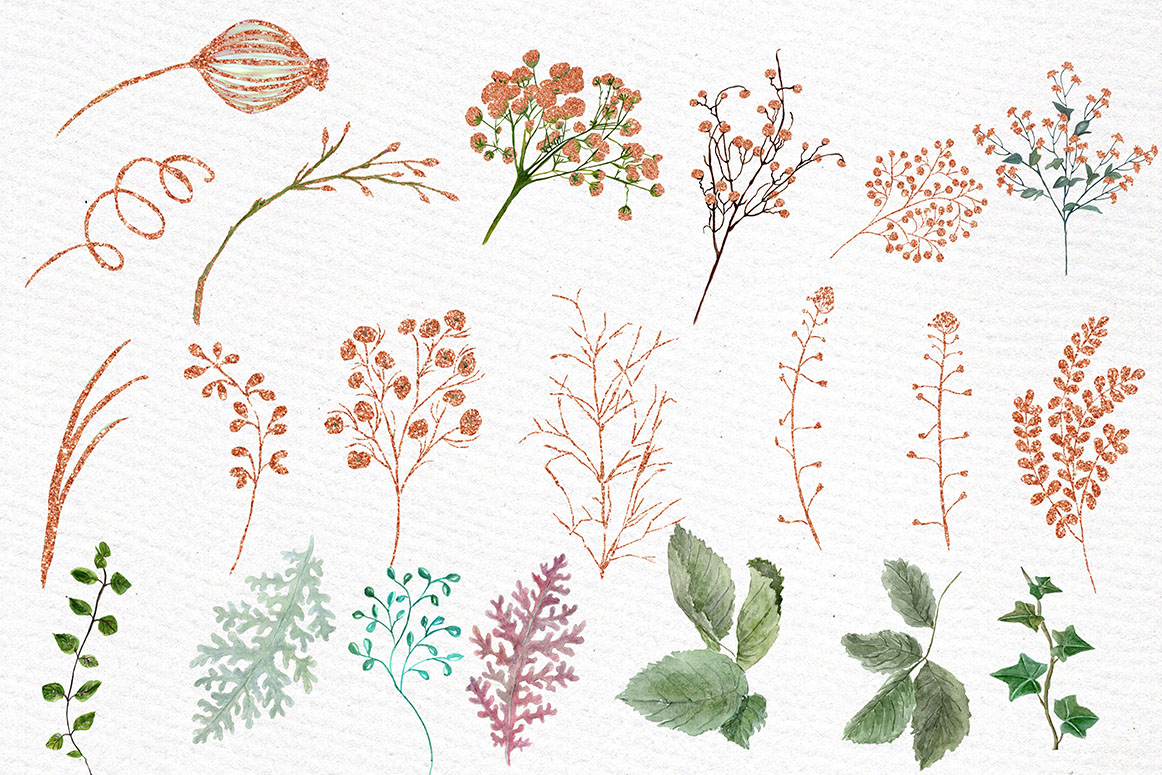 1162x775 Rose Gold Watercolor Flowers Clipart By Lecoqdesign - Watercolor Rose Clipart