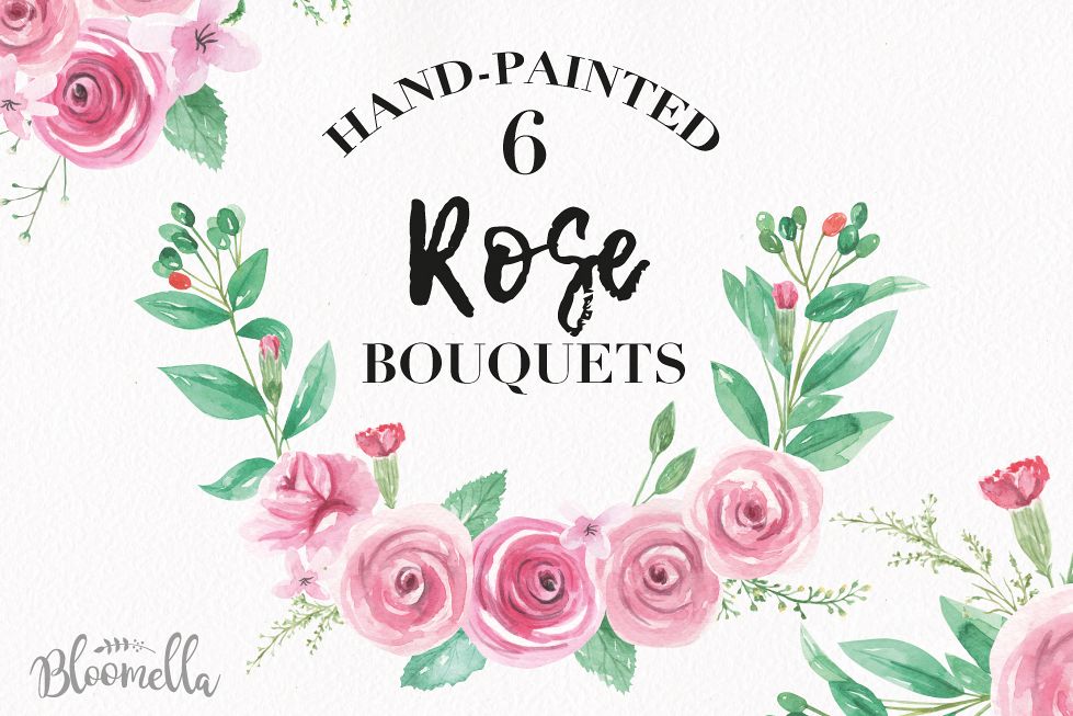 979x653 Watercolor Rose Clipart Bouquets Flowers Pink Flowers Summer Florals - Watercolor Rose Clipart