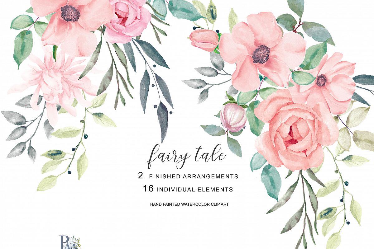 1200x800 Blush Watercolor Flowers Clipart - Watercolor Rose Clipart