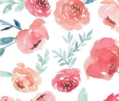 463x392 Fabric Large Watercolor Flowers On White By Taylor - Watercolor Rose Fabric