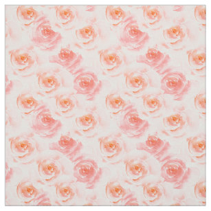 307x307 Pink Watercolor Roses Fabric Zazzle - Watercolor Rose Fabric
