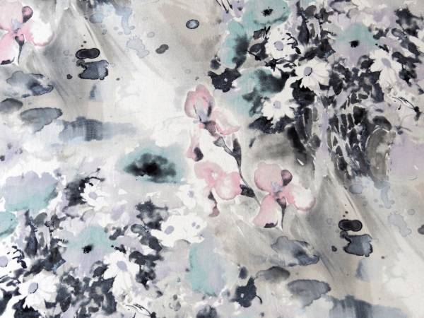 600x450 Watercolor Flowers Printed Elastane Viscose Jersey Fabric - Watercolor Rose Fabric