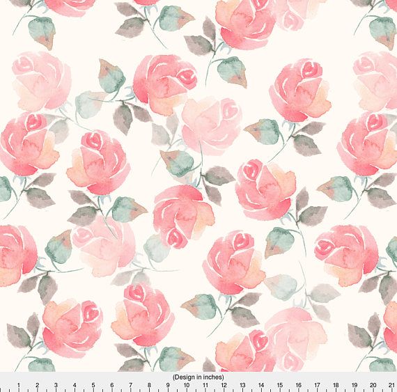 570x563 Watercolor Rose Fabric - Watercolor Rose Fabric