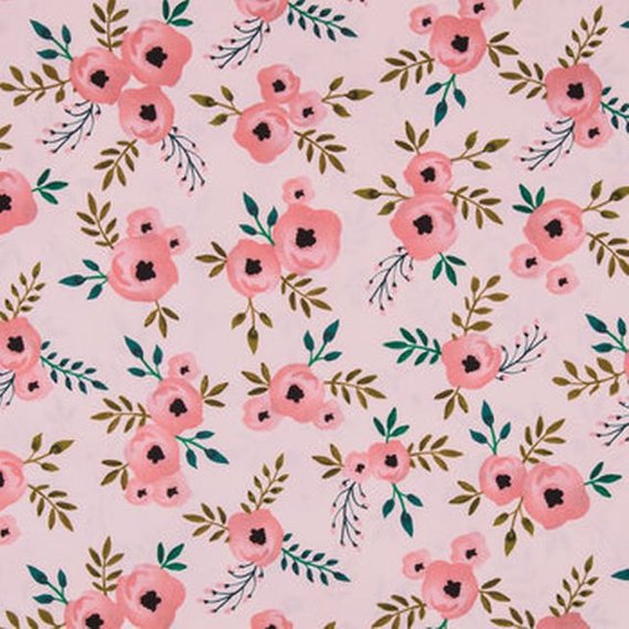 570x570 Watercolor Rose Fabric By The Yard Pink Rose Fabric Pink Etsy - Watercolor Rose Fabric