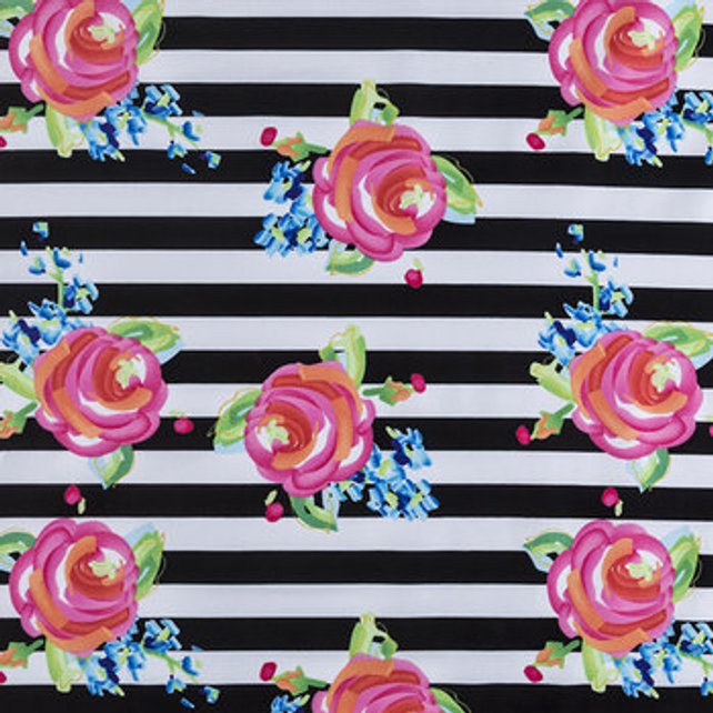 642x642 Watercolor Rose And Stripe Fabric Floral Fabric Fabric By Etsy - Watercolor Rose Fabric