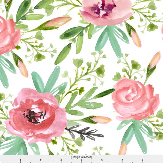 570x570 Watercolor Roses Fabric - Watercolor Rose Fabric