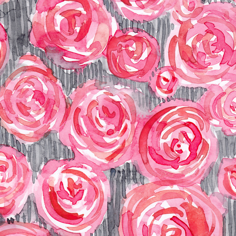 470x470 Watercolor Roses Fabric - Watercolor Rose Fabric
