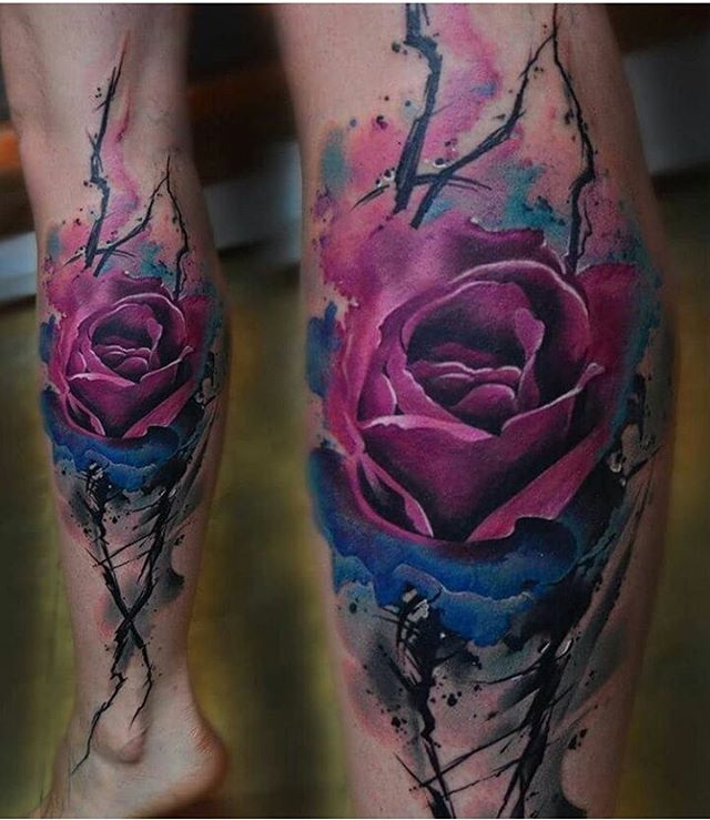 640x739 Beautiful Watercolor Rose Tattoos - Watercolor Rose Tattoo