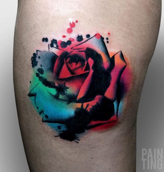 569x596 Watercolor Rose Tattoo - Watercolor Rose Tattoo