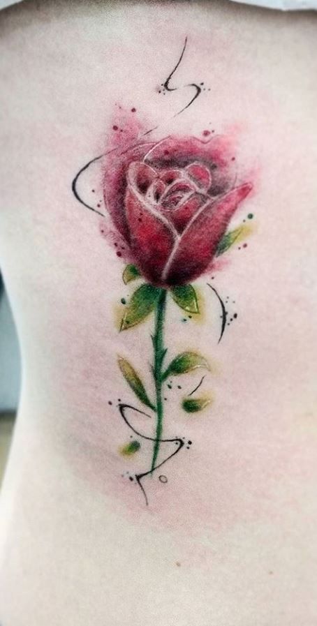 454x897 Watercolor Rose Tattoo Tattoo, Watercolor Rose - Watercolor Rose Tattoo