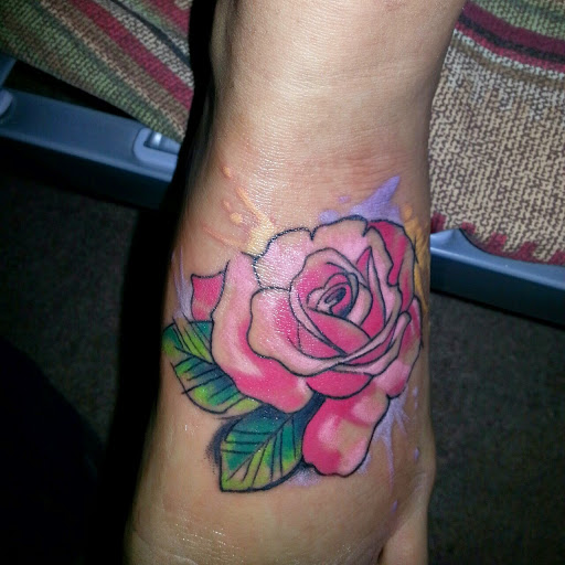 512x512 Watercolor Rose Tattoo Design For Foot - Watercolor Rose Tattoo