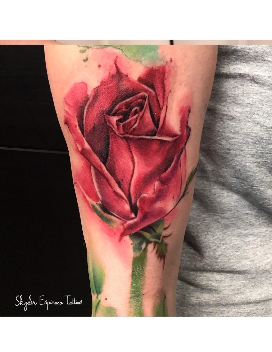 1122x1452 Watercolor Rose Tattoo By Skyler Espinoza Locationcertified - Watercolor Rose Tattoo