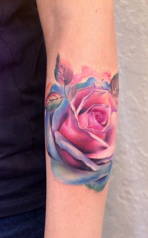 630x1011 Watercolor Tattoos Will Turn Your Body Into A Living Canvas - Watercolor Rose Tattoo