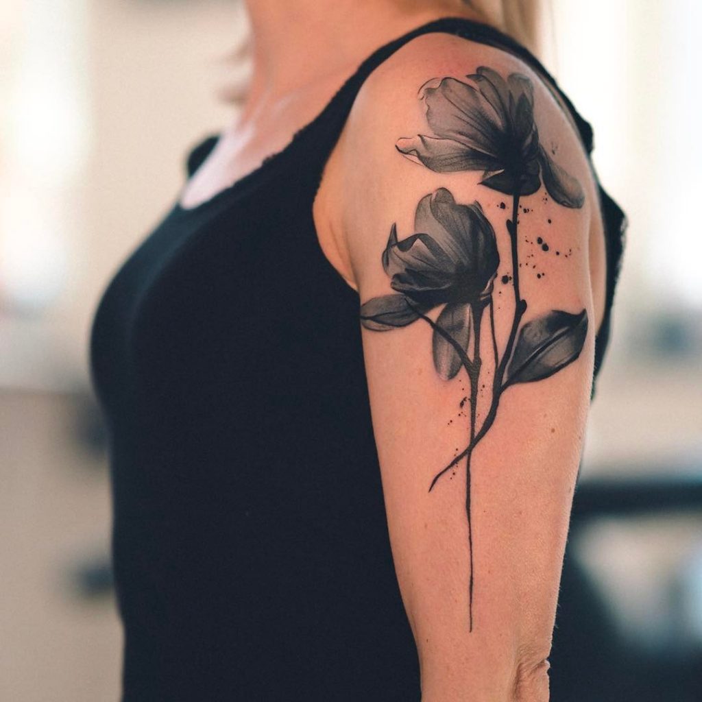 1024x1024 Watercolor Flowers Tattoo - Watercolor Rose Tattoo