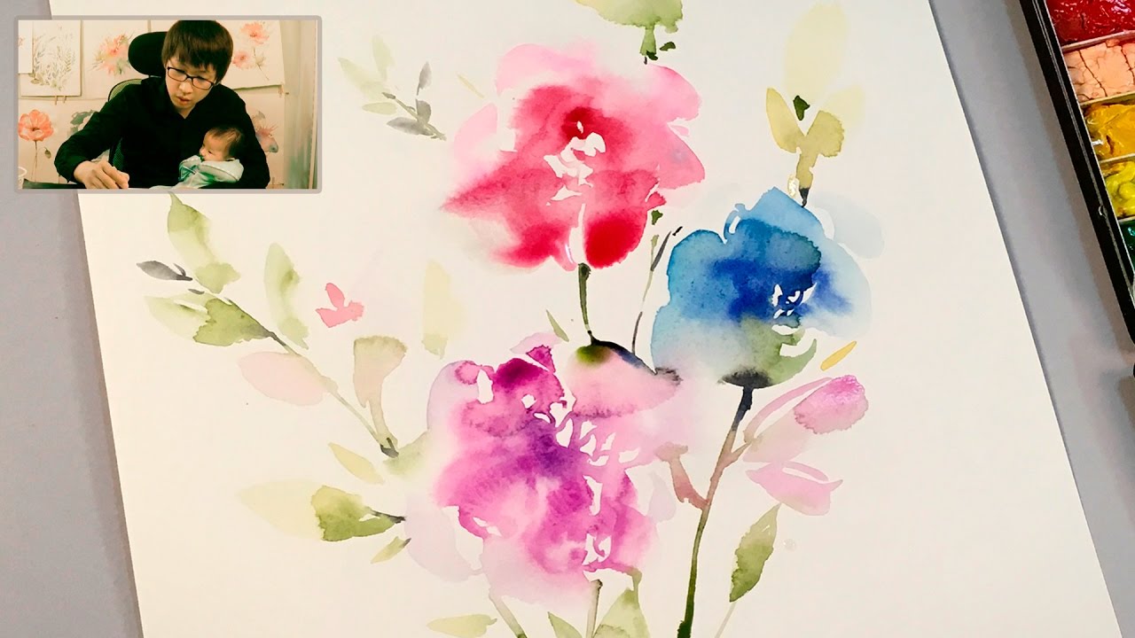 1280x720 Lvl3] Watercolor Flowers Tutorial - Watercolor Rose Tutorial