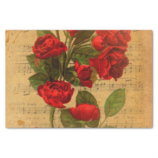 540x540 Victorian Music Sheet Watercolor Rose Wallpaper - Watercolor Rose Wallpaper