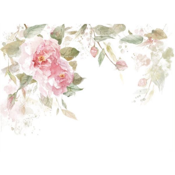 600x600 Watercolor Roses Fresh Spring Flower Leaves Wallpaper Wall Decal - Watercolor Rose Wallpaper