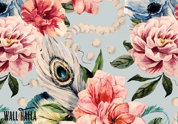 570x399 Watercolor Roses Wallpaper Removable Wallpaper Watercolor Etsy - Watercolor Rose Wallpaper