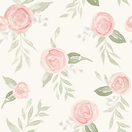 425x425 York Magnolia Home 3 Watercolor Roses Wallpaper, Coral - Watercolor Rose Wallpaper