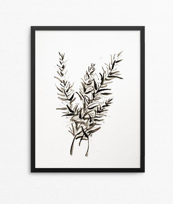 570x674 Rosemary Watercolor Print - Watercolor Rosemary