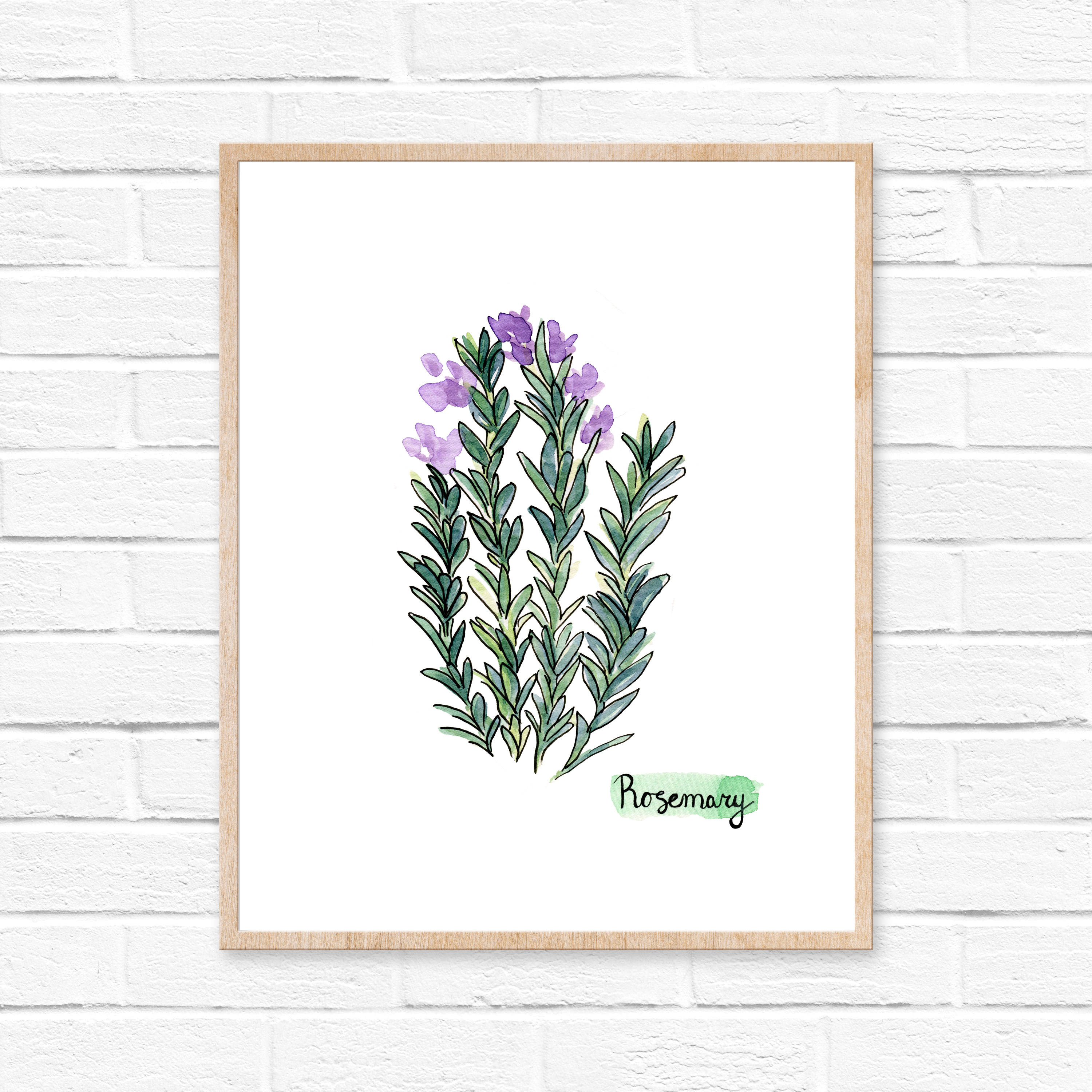 3000x3000 Watercolor Rosemary Print No. 103, Herbs Kitchen Decor, Rosemary - Watercolor Rosemary