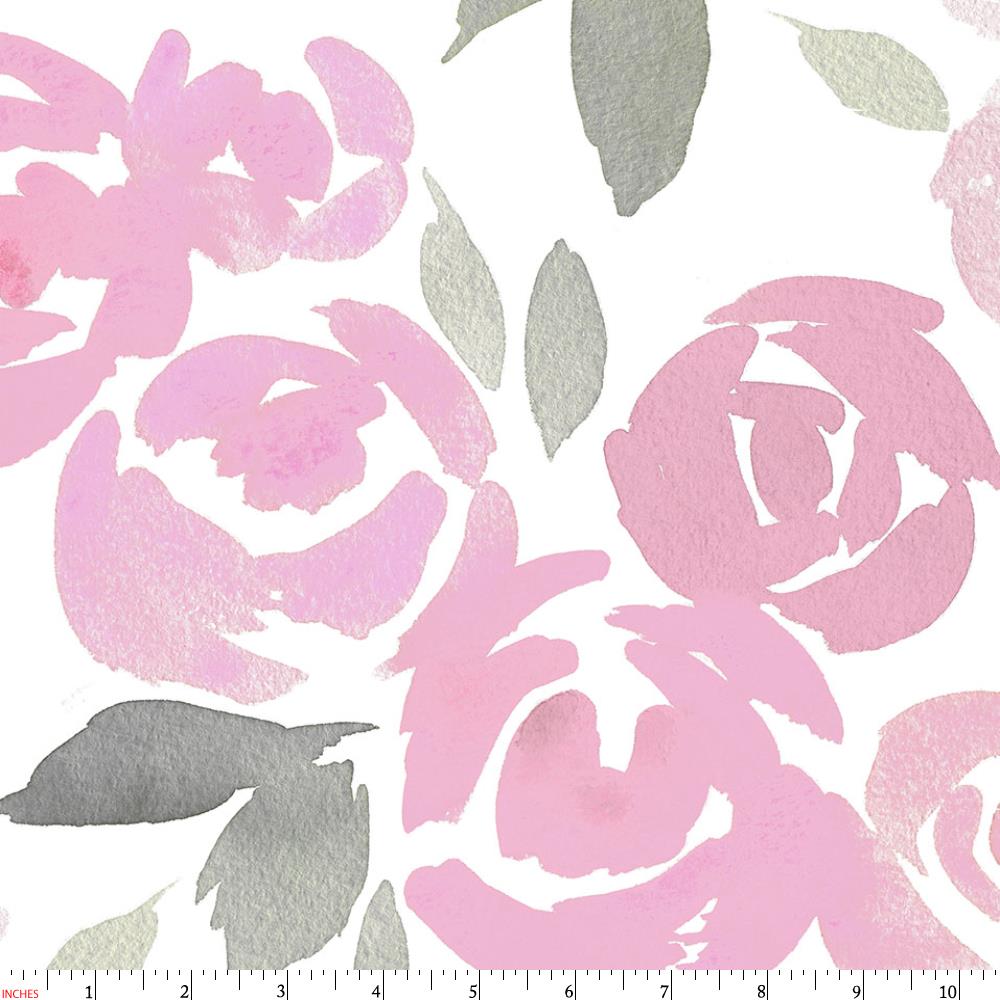 1000x1000 Pink And Gray Watercolor Roses Fabric By The Yard Pink Fabric - Watercolor Roses Images