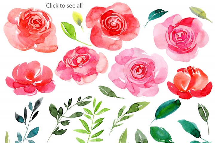 720x479 Red Amp Pink Watercolor Roses Png By Watercolorflowers - Watercolor Roses Images