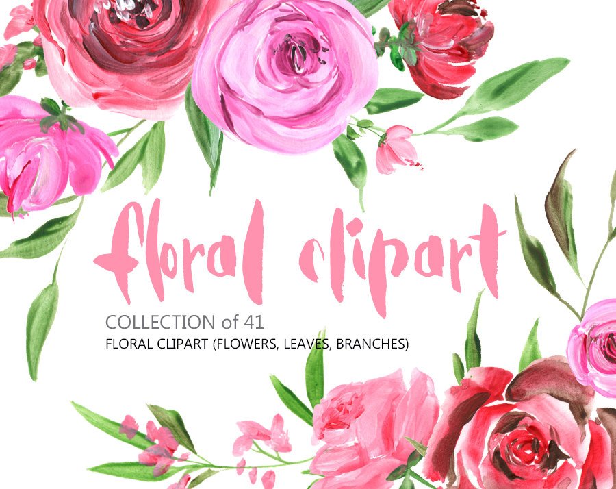 900x714 Flowers Clipart Acrylic Watercolor Roses Peony Flowers Free Etsy - Watercolor Roses Images