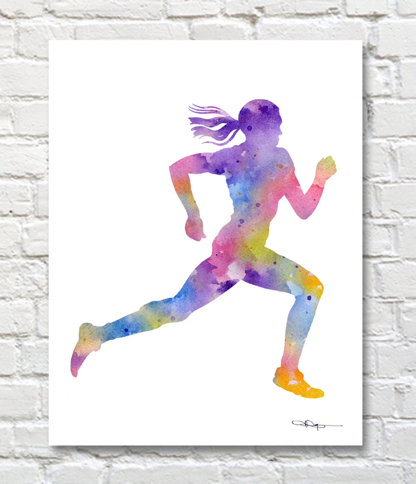 1359x1583 Runner Abstract Watercolor 11 X 14 Art Print By Artist Dj Rogers - Watercolor Runner
