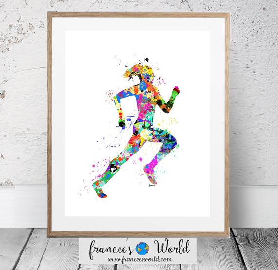 570x554 Runner Art, Runner Print, Girl Runner Poster, Female Runner - Watercolor Runner