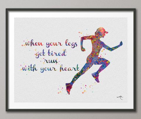 480x404 Runner Man Amp Woman Watercolor Art Print Running Quote Art Wall Art - Watercolor Runner