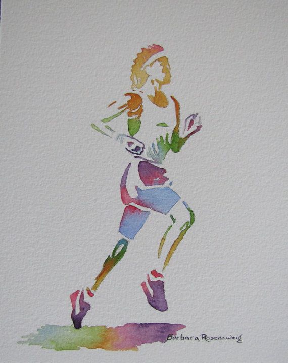 570x720 Sports Print, Runner Painting, Runner Wall Art Sport Painting - Watercolor Runner