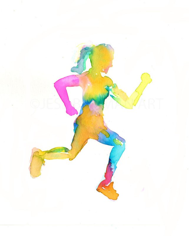 642x803 Watercolor Print Of Runner Running Painting Jogger Etsy - Watercolor Runner