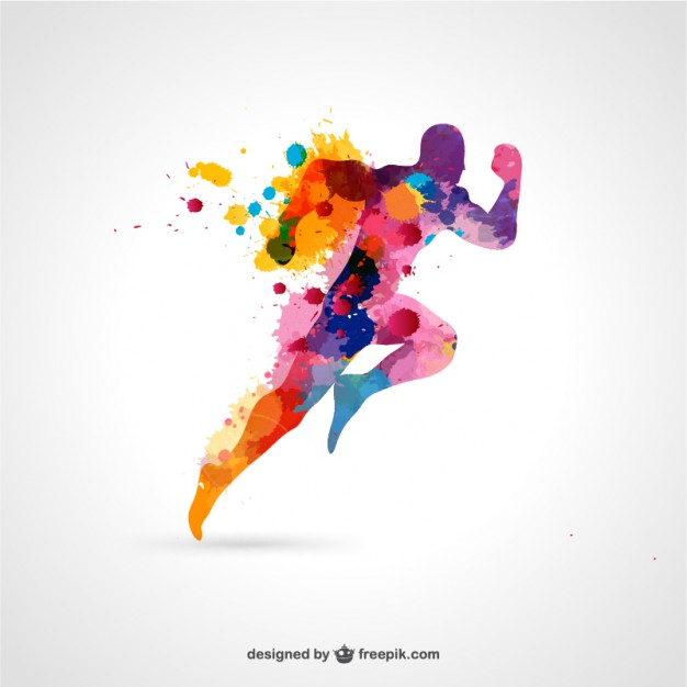 626x626 Watercolor Running Man Vector Free Download - Watercolor Runner