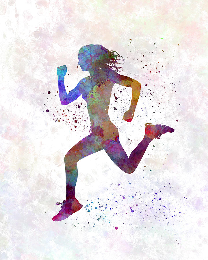 720x900 Woman Runner Running Jogger Jogging Silhouette 01 Painting By - Watercolor Runner