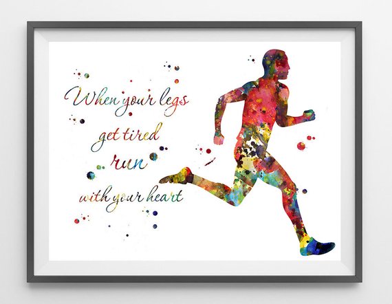 570x442 Male Runner Watercolor Print Running Man Poster Runner Etsy - Watercolor Runner