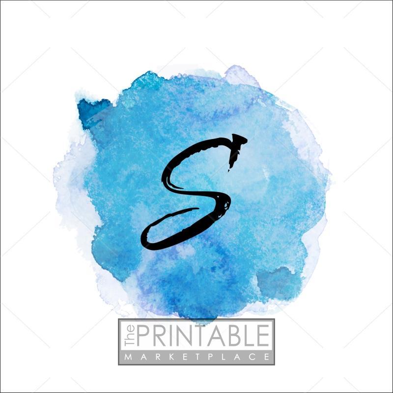 800x800 Watercolor S Monogram - Watercolor S