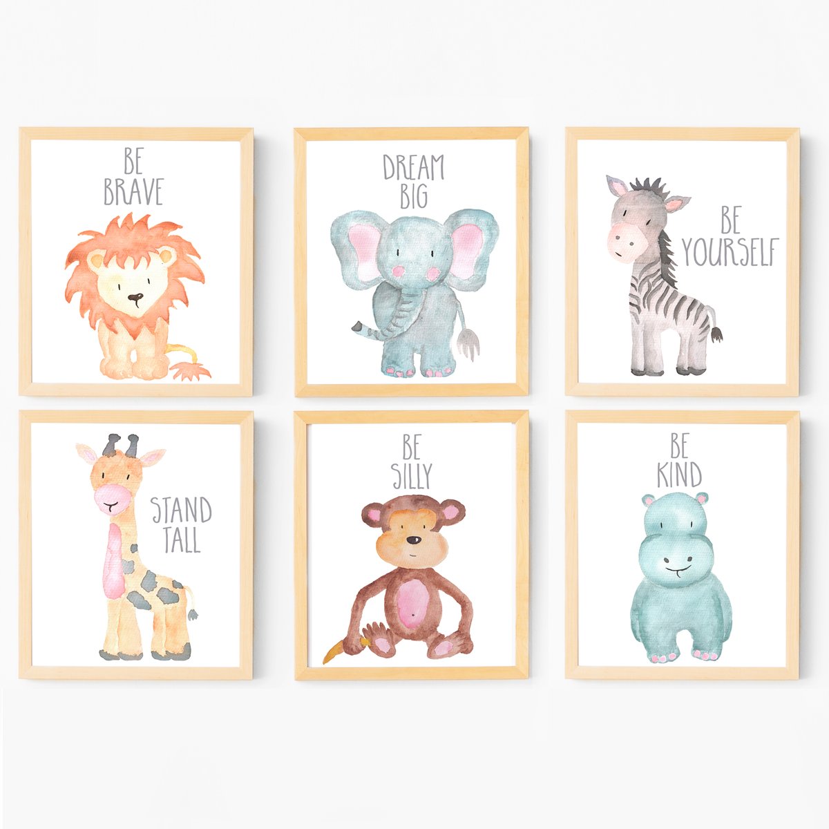 1200x1200 Safari Nursery Art - Watercolor Safari Animals