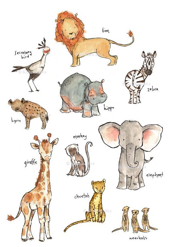 570x833 Start Your Young Explorer Early With This Collection Of Babys - Watercolor Safari Animals