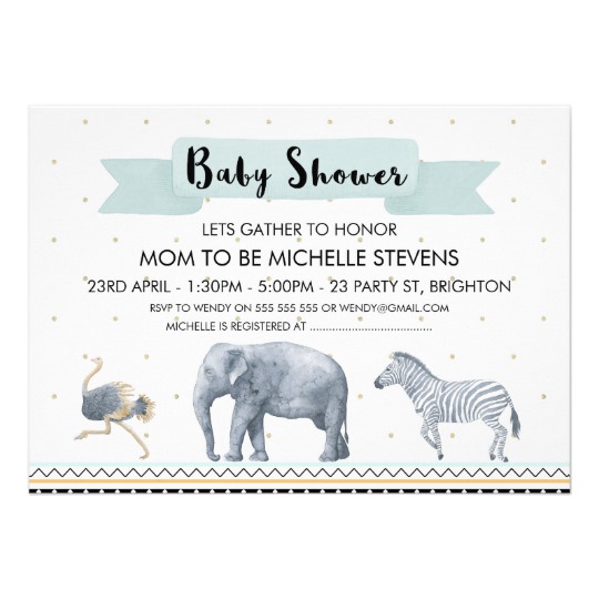 540x540 Watercolor Safari Animals Baby Shower Invitation - Watercolor Safari Animals