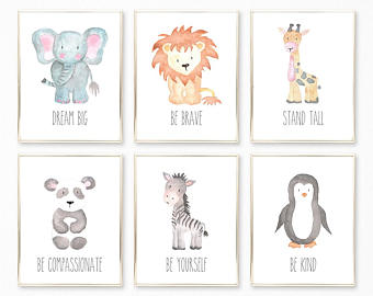 340x270 Watercolour Animal Etsy - Watercolor Safari Animals