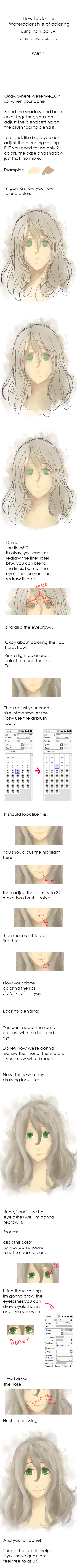 491x9982 Watercolor Coloring Tutorial (Paintool Sai) Part 2 By Ozumii On - Watercolor Sai Tutorial