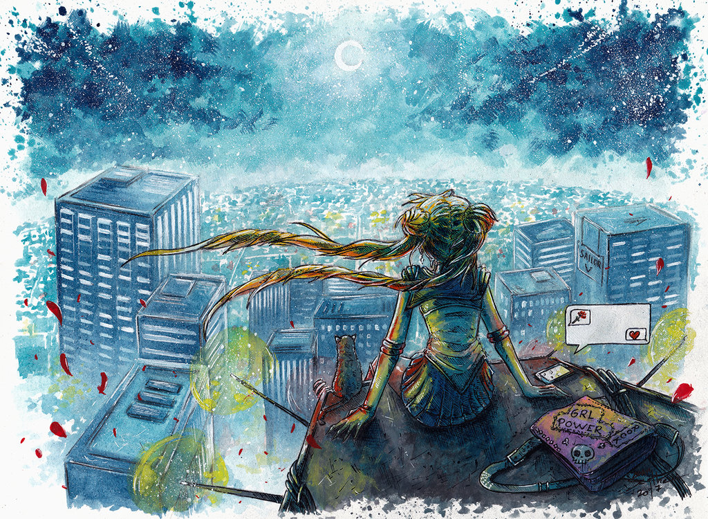 1024x750 Sailor Moon - Watercolor Sailor Moon