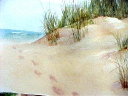 419x314 How To Paint Footprints In The Sand In Watercolor - Watercolor Sand