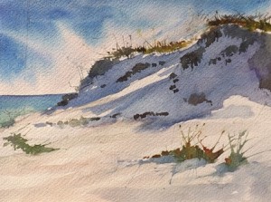 300x223 Janet Kindy Painting Sunsetsunrise Or Painting Sand Dunes In - Watercolor Sand