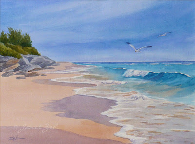 400x295 Janet Zeh Original Art Watercolor And Oil Paintings Bermuda Pink - Watercolor Sand