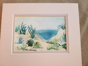 300x225 Original Painting Watercolor By Mildred Conybear Ocean Beach - Watercolor Sand