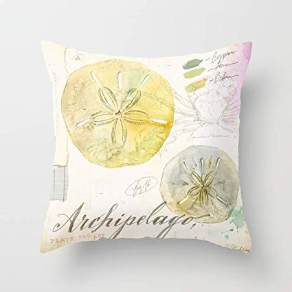 425x425 Cqxinfuxi Cushion Watercolor Sand Dollar Pillow Set - Watercolor Sand