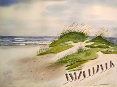 375x281 Sand Dunes And Ocean Painting By Anna Williams Saatchi Art - Watercolor Sand