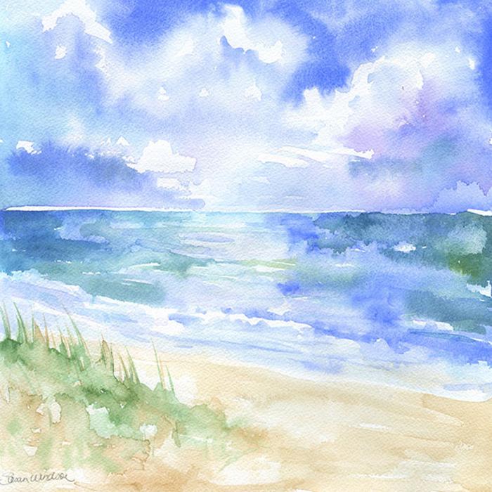700x700 Beach And Sand Dunes Original Watercolor Painting Susan Windsor - Watercolor Sand